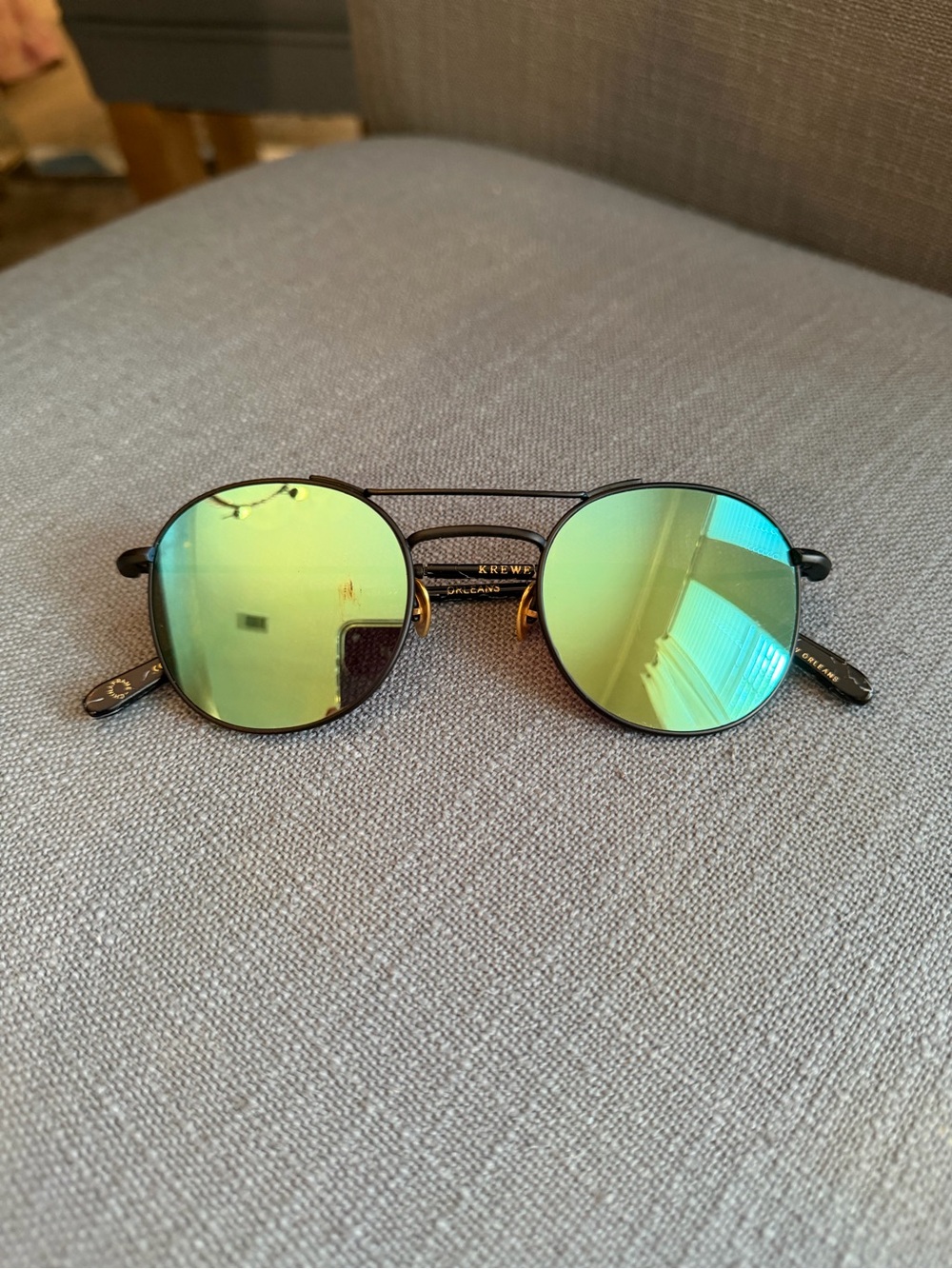 KREWE Women’s Double-Bridge Sunglasses with Green Mirror Lenses